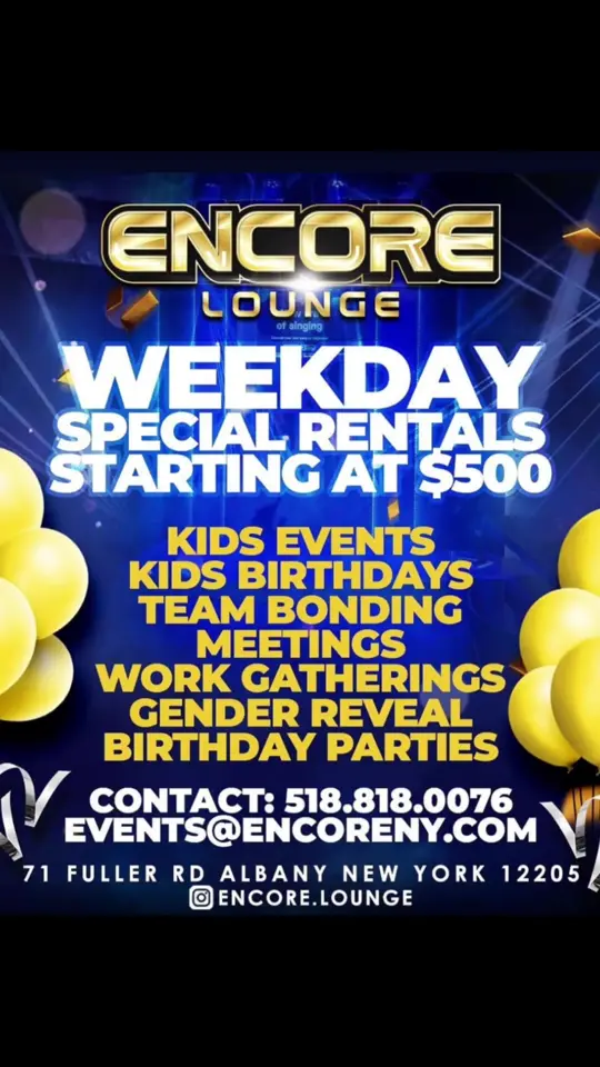 Encore Lounge in Albany showing karaoke, drinks, atmosphere, birthday parties, kids events, corporate events, video by ehova120 on TikTok