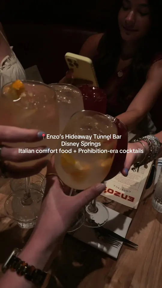 Enzo's Hideaway Tunnel Bar in Lake Buena Vista showing review, atmosphere, visit, video by maddieabele on TikTok