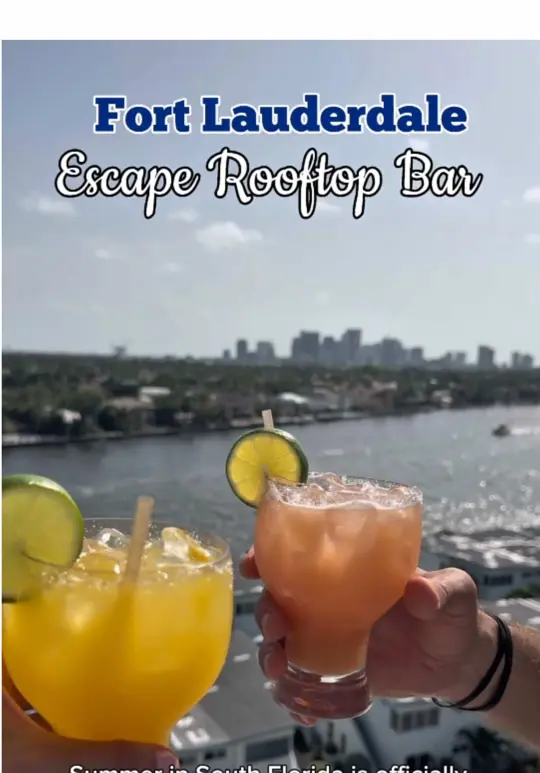 Escape Rooftop in Fort Lauderdale showing dj, cocktails, rooftop atmosphere, video by ms.soflo on TikTok