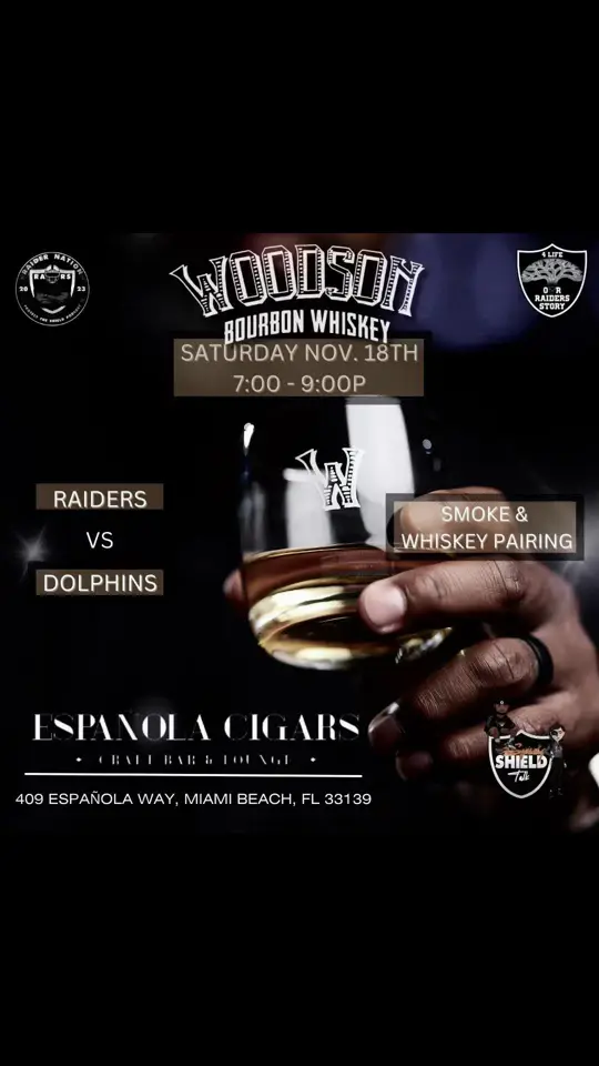 Española Cigar Bar & Lounge in Miami Beach showing event, cigar & whiskey tasting, video by ourraidersstory on TikTok