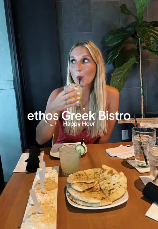 ethos Greek Bistro in Wilton Manors showing review, meal, video by julespayne_ on TikTok