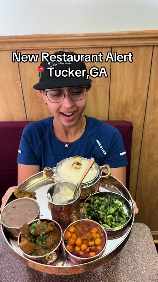 Everest Gorkhali Kitchen in Tucker showing review, thali, momo jhol, goat curry, video by travelfoodie_ishy on TikTok