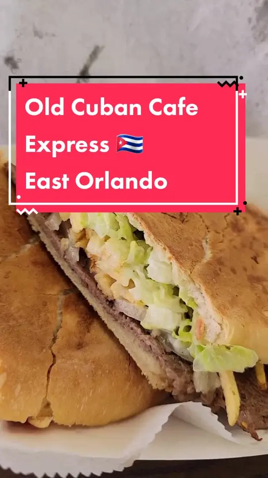 Express Cafe Kissimmee in Florida showing food, pan con bistec, pastelitos, guava y queso, video by eatncultures on TikTok
