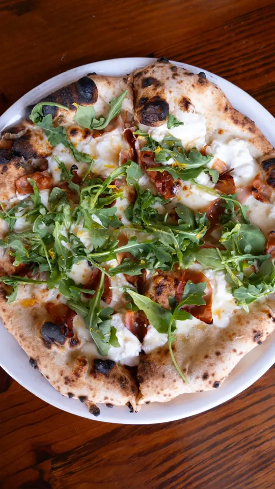 Fabrica Pizza in St. Petersburg showing pizza, lemon ricotta crispy prosciutto, video by Fabrica Pizza on Facebook