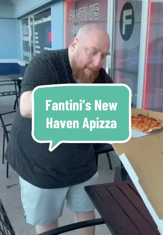 Fantini's Italian Restaurant featuring New Haven Style Apizza in Stuart showing pizza, review, video by baldy_eats on TikTok