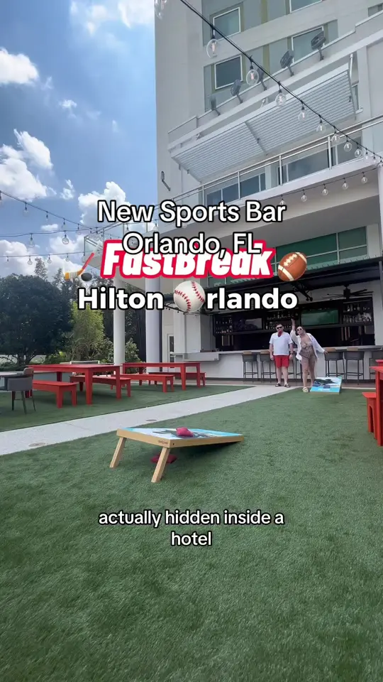FastBreak Sports Bar in Orlando showing review, visit, video by beercutieandfoodie on TikTok