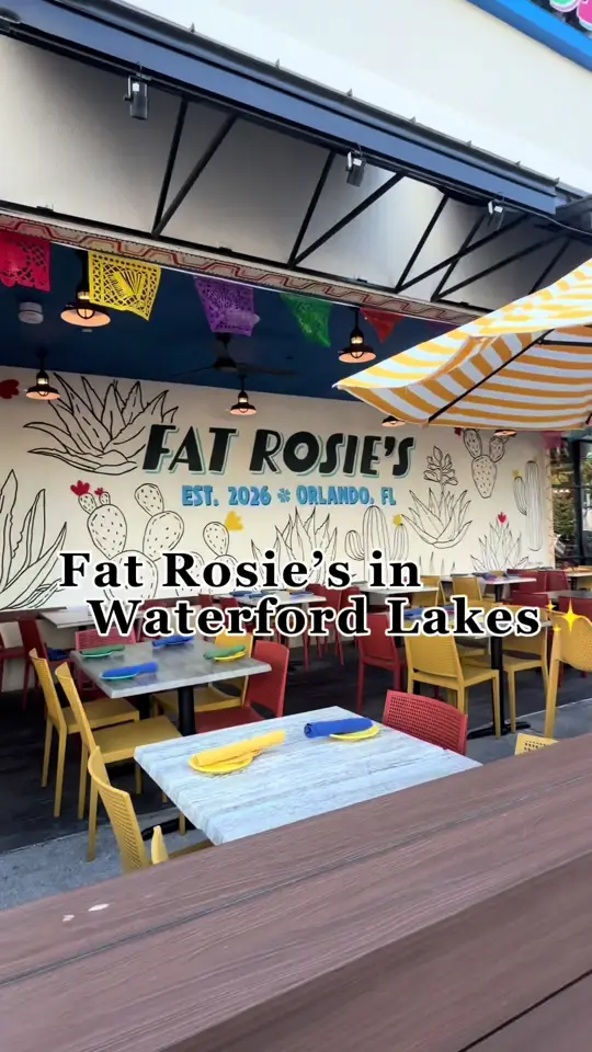 Fat Rosie's Taco & Tequila Bar in Orlando showing review, horchata, chips and salsa, al pastor tacos, rice, empanadas, video by cristhy.s on TikTok