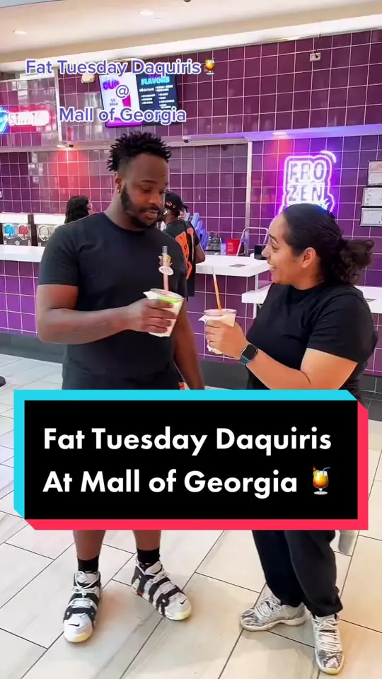 Fat Tuesday in Buford showing cocktail, sour apple, piña colada, mango, strawberry, video by heyashhey on TikTok