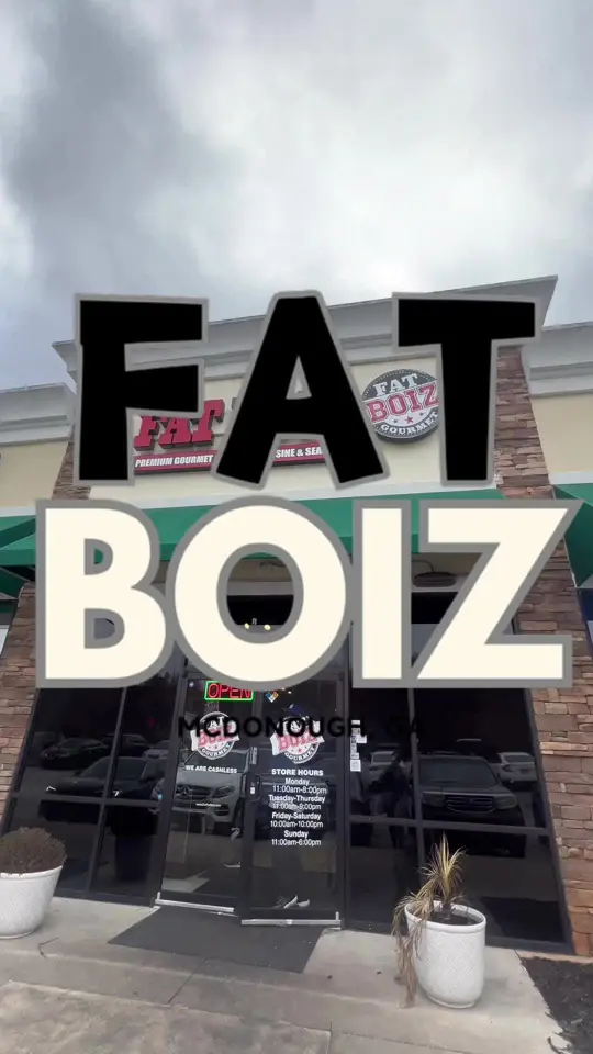 Fatboiz Premium Gourmet in McDonough showing food, oxtail pasta, food, lobster & wafflez, food, fat rollz, drink, mimosas, atmosphere, hookah, video by atlhotspots1 on TikTok