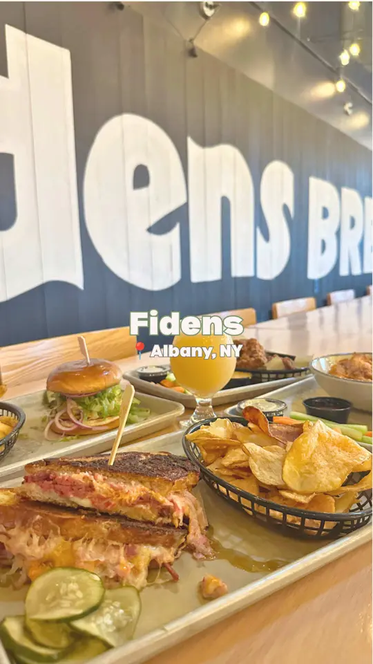Fidens Brewing Company in Albany showing review, food, wings, burger, reuben, video by michellahand on TikTok