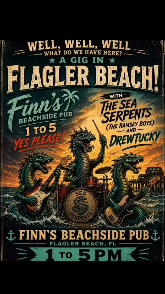 Finns Beachside Pub in Flagler Beach showing live music, jam band, video by Finn's Beachside Pub on Facebook