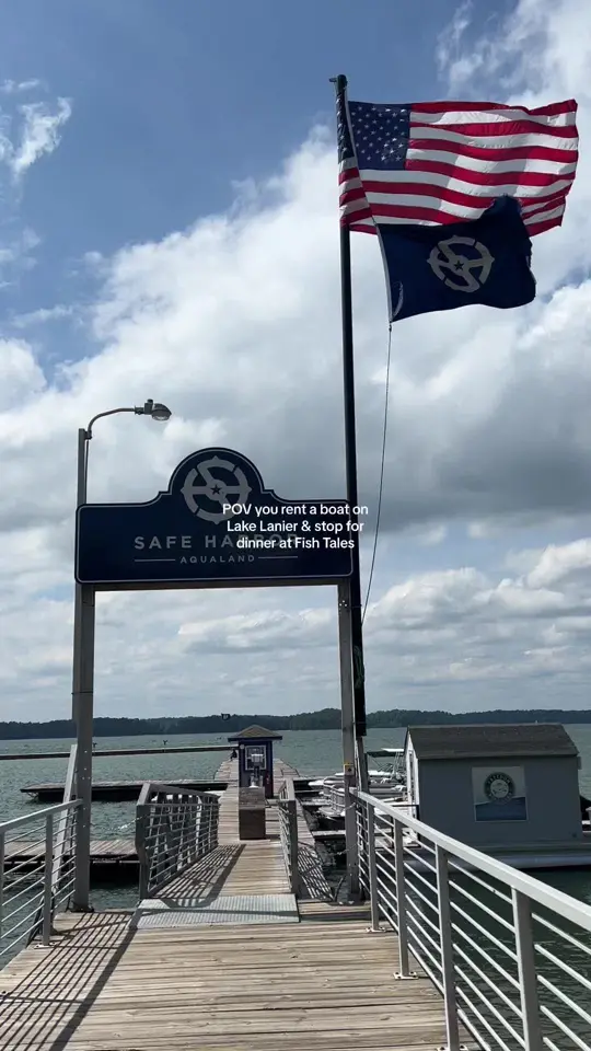 Fish Tales in Flowery Branch showing boat rental, boat tours, video by madoleapproved on TikTok