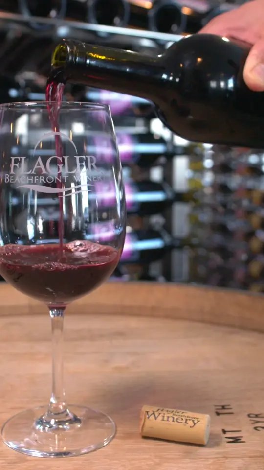 Flagler Beachfront Winery in Flagler Beach showing wine, wine slushies, charcuterie boards, video by Palm Coast and the Flagler Beaches on Facebook