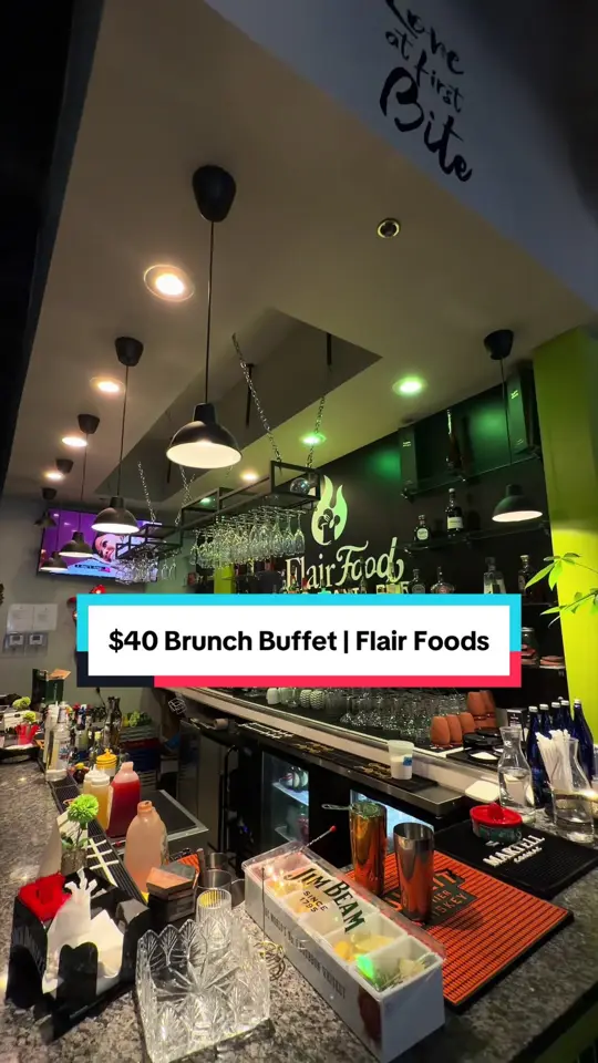 Flair Food Restaurant and Bar in Fayetteville showing brunch, buffet, mimosas, oxtails, snapper, lamb, video by eatswithkaii_ on TikTok
