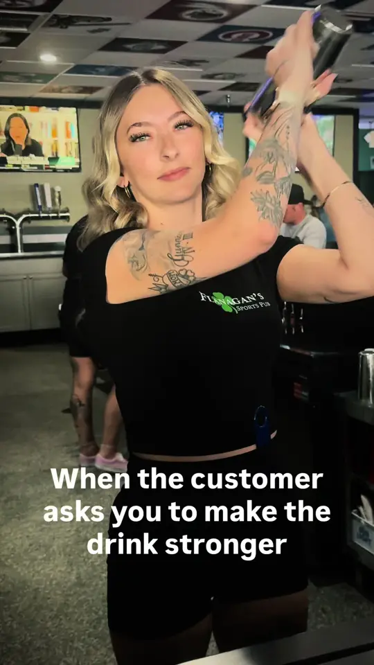 Flanagan's Sports Pub in Winter Springs showing cold beers, shot specials, happy hour, video by flanagansmedia on TikTok