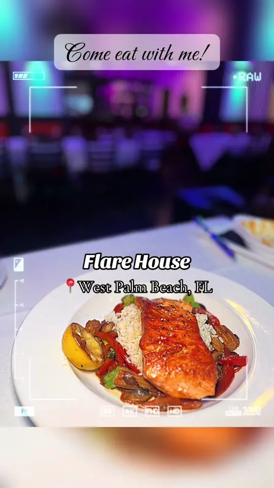Flare House American Fusion Cuisine in West Palm Beach showing american fusion cuisine, happy hour specials, live music, date night, brunch, girls night out, video by laeatstheworlddd on TikTok