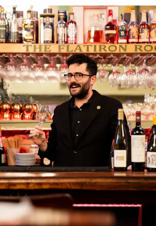 Flatiron Bar and Restaurant in Atlanta showing beverage, wine pairing, prix fixe menu, thanksgiving dinner, video by theflatironroom on TikTok