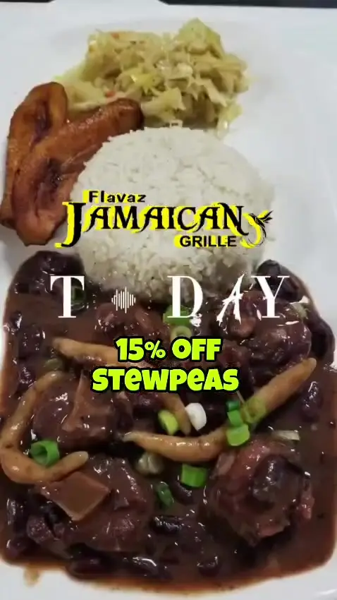 Flavaz Jamaican Grille in Riverview showing food, stewpeas, oxtails, video by flavaz.jamaican.g on TikTok