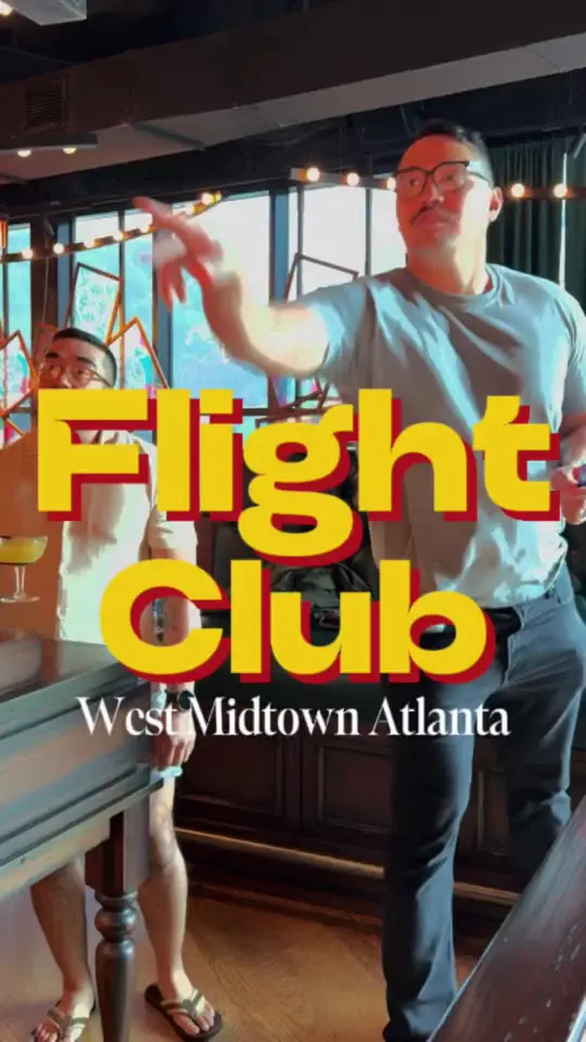 Flight Club Atlanta in Atlanta showing review, visit, brunch, food, cocktails, darts, video by chrismomongan on TikTok