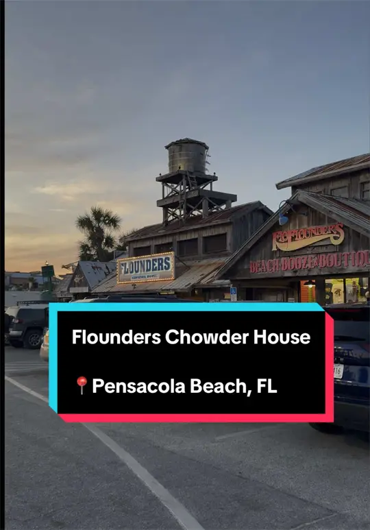 Flounder's Chowder House in Pensacola Beach showing food review, restaurant visit, video by derricktown on TikTok