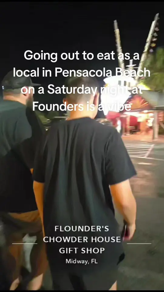 Flounder's Chowder House in Pensacola Beach showing visit, atmosphere, restaurant, video by jmallory23 on TikTok