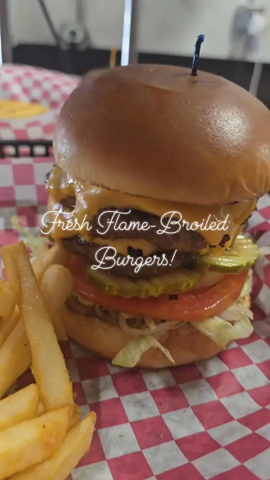 Flyers Cafe in Citra showing hamburger, french fries, video by Flyers Cafe on Facebook