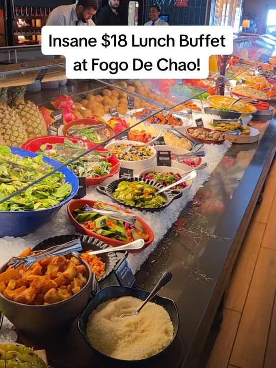 Fogo de Chão Brazilian Steakhouse in Miami showing review, $18 weekday lunch buffet special, video by rockstareater on TikTok