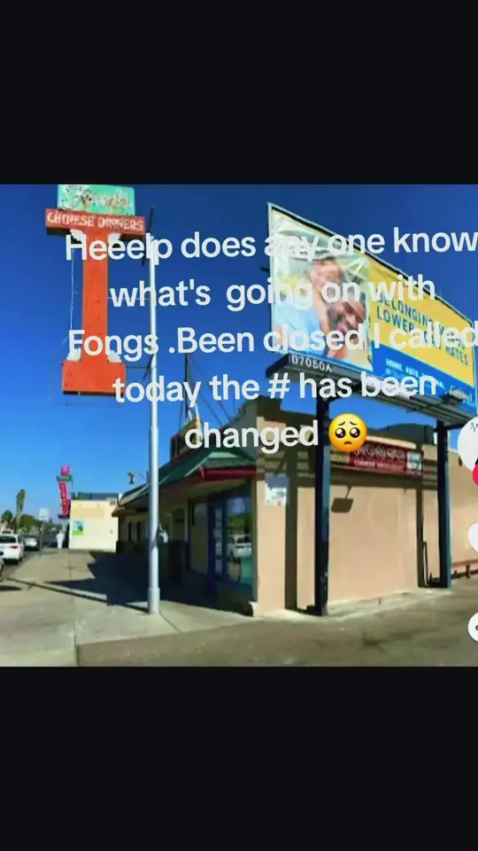 Fong's Chinese Restaurant in Jacksonville showing restaurant closure announcement, retirement, video by fresnostreets on TikTok