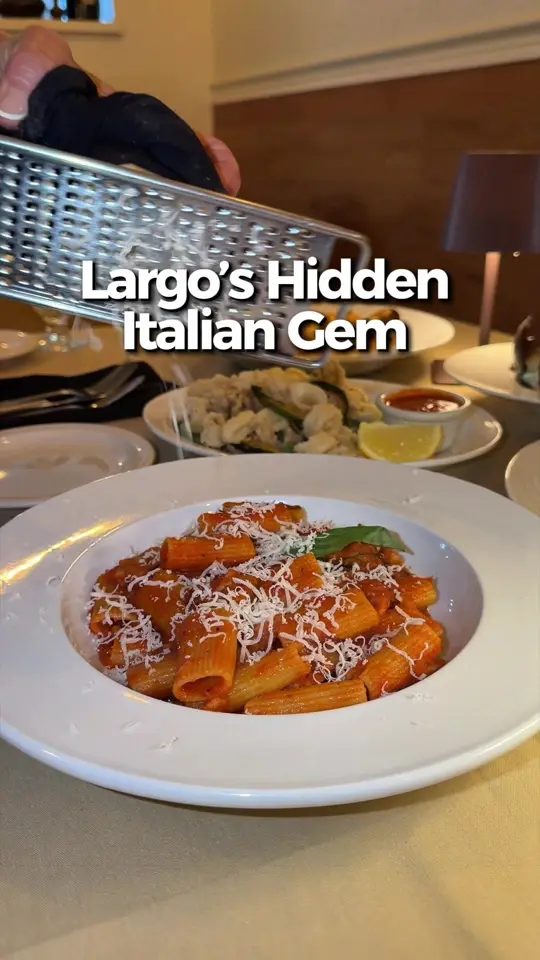 in Florida showing food, calamari fritti, food, polpo alla griglia, food, rigatoni alla amatriciana, food, risotto alla pesca, video by eatlocalflorida on TikTok
