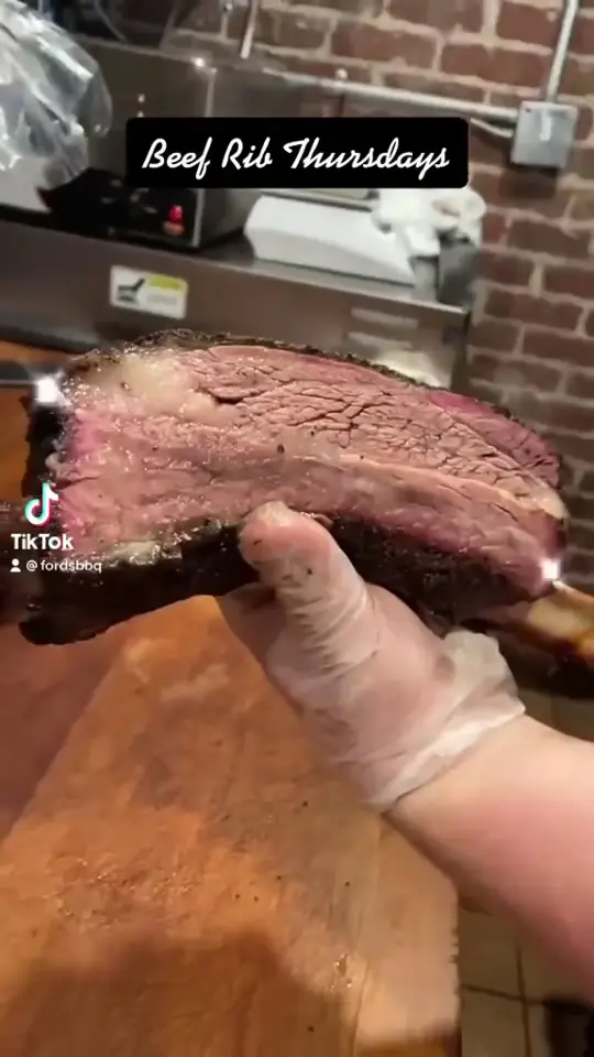 Ford's BBQ in Tucker showing food, beef rib special, video by Ford's BBQ Tucker on Facebook