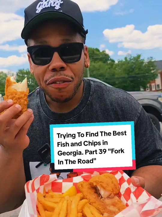 Fork in the Road in Tucker showing food review, fish and chips, video by cdeatsatlanta on TikTok