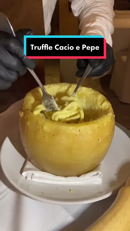Forte dei Marmi in Miami Beach showing pasta, truffle cacio e pepe, video by chewyorkcity on TikTok