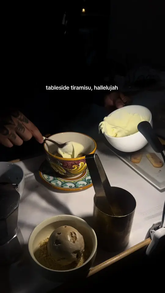 Forte dei Marmi in Miami Beach showing food, tableside tiramisu, video by miami.bucketlist on TikTok