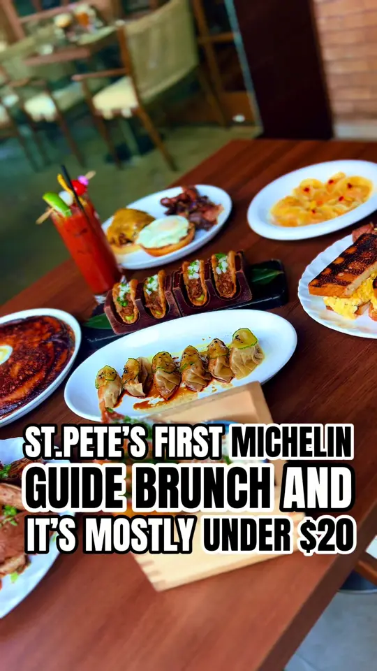Fortu in St. Petersburg showing brunch, pancake with 24 hour ferment, cinnamon sticky bun, waygu burger, video by tampabayisawesome on TikTok