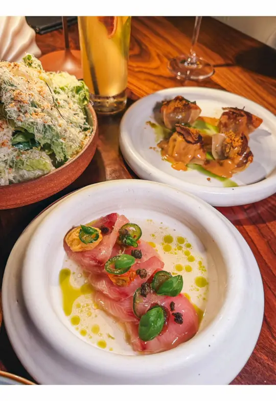 Fortu in St. Petersburg showing review, visit, food, kizame caesar, hamachi crudo, japanese a5 nigiri flight, wagyu gyoza, miso black cod, prime filet, k, video by sunkissedinstpete on TikTok