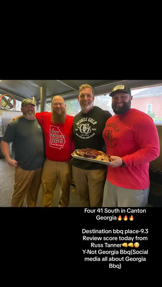 Four 41 South BBQ Co. in Canton showing visit, review, food, video by ynotgeorgiabbq on TikTok