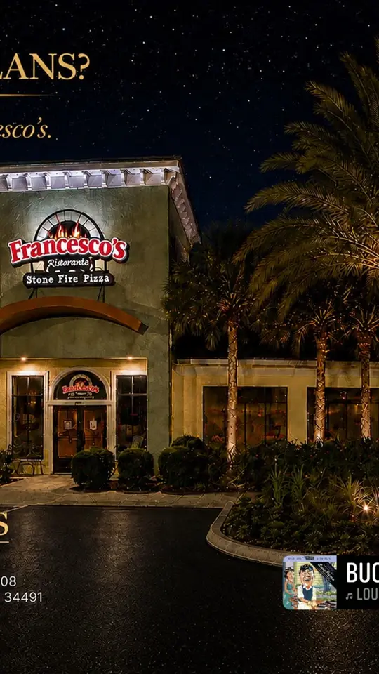 Francesco's Ristorante And Stone Fire Pizza in Summerfield showing dine in, take-out, catering, full bar, video by Sean Adamo on Facebook