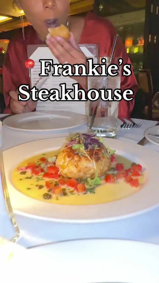 Frankie's \ in Marietta showing restaurant visit, steakhouse dining, friendsgiving celebration, video by forksnflights on TikTok