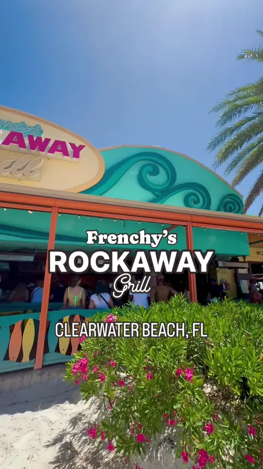 Frenchy's Rockaway Grill in Clearwater showing restaurant, grouper sandwich, cold drinks, good vibes, video by thingstodotampabay on TikTok