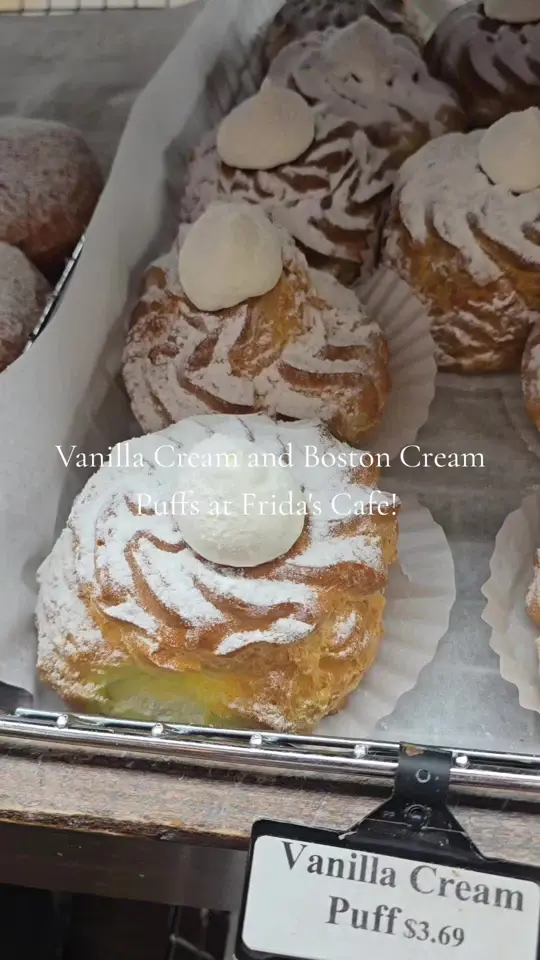 Frida's Cafe & Bakery in Largo showing food, cream puffs, video by fridascafe on TikTok