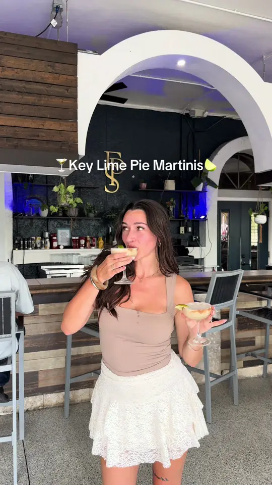Front Porch Social in Cape Coral showing drink, summer special, key lime pie, martini, video by front.porch.social on TikTok