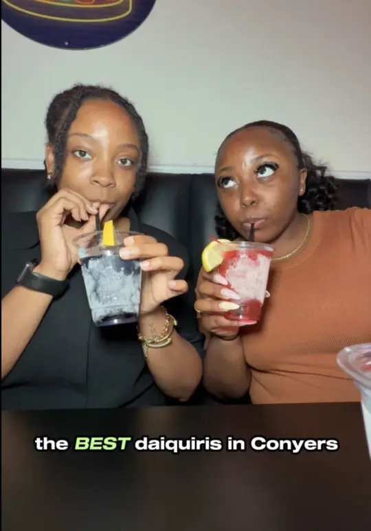 Frozen Notes Pizza & Karaoke Bar in Conyers showing pizza, daiquiris, video by myahsmoments on TikTok