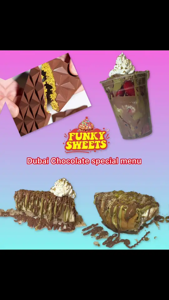 Funky Sweets in Tampa showing chocolate bar, strawberry cups, cheesecake, funnel cake, waffle, ice cream, video by funky_sweets_stpete on TikTok