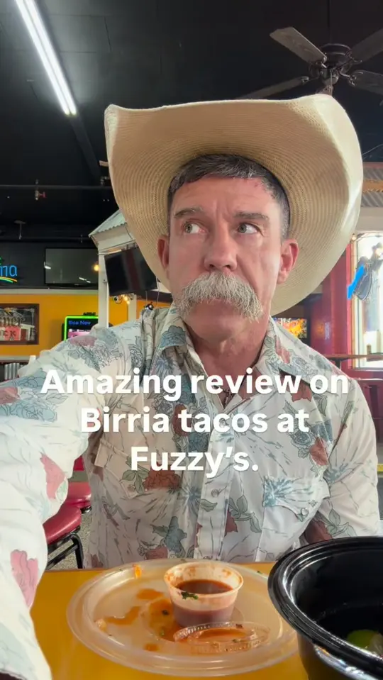 Fuzzy's Taco Shop in Lakeland showing food, birria taco, video by Will Barrett on Facebook