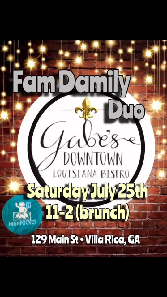 Gabe's Downtown in Villa Rica showing live music, fam damily music, video by FAM Damily Music on Facebook
