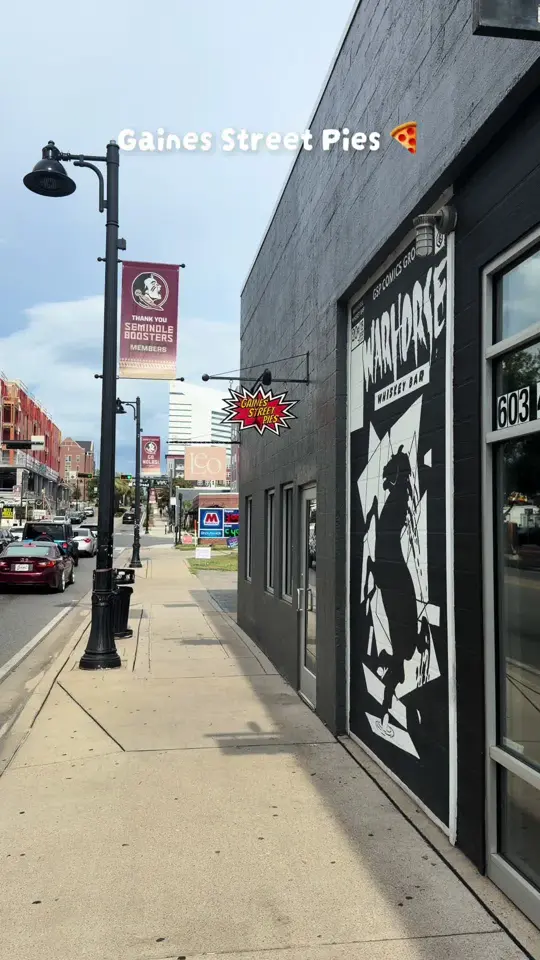 Gaines Street Pies in Tallahassee showing pizza, comic inspired pizza, video by marifoodreviews on TikTok