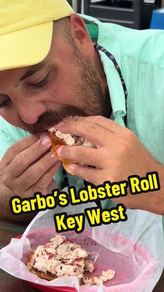 Garbo's Grill @ Hanks! in Key West showing lobster roll, food review, video by flkeysbeachbums on TikTok