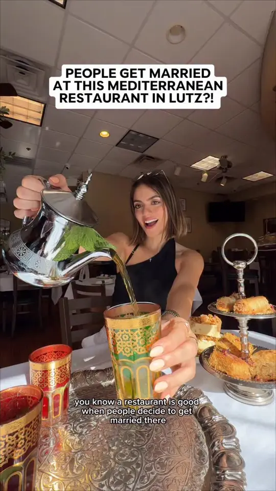 Garden Mediterranean Grill in Lutz showing restaurant visit, wedding venue, video by Food By Tiana on Facebook