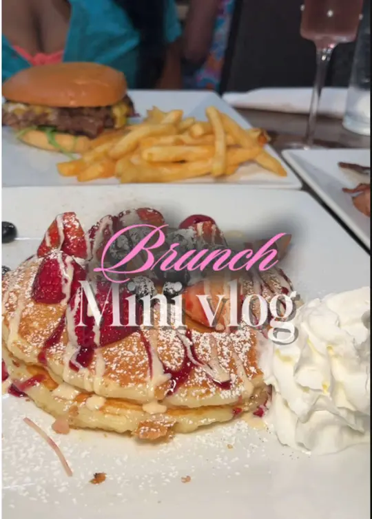 in Florida showing brunch, pancakes, strawberries, champagne, girls' day out, video by its1misschelsea on TikTok