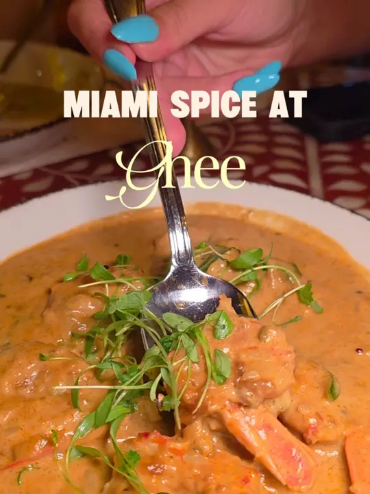 Ghee Indian Kitchen - Wynwood in Miami showing miami spice, lunch menu, dinner menu, video by miafoodlove on TikTok